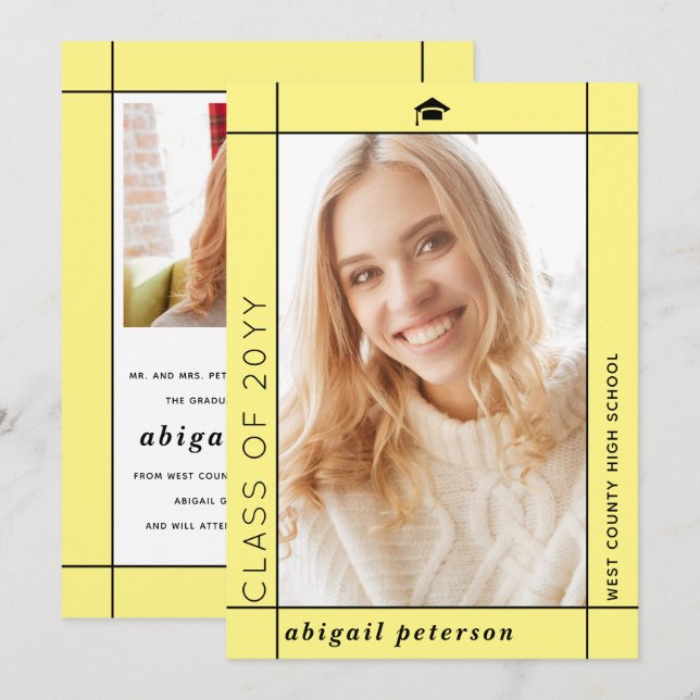 Anuncio Foto de graduación de la clase amarilla moderna de (Anverso / Reverso)