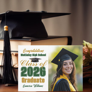 Anuncio Foto de graduación de la clase de 2026 en oro verd