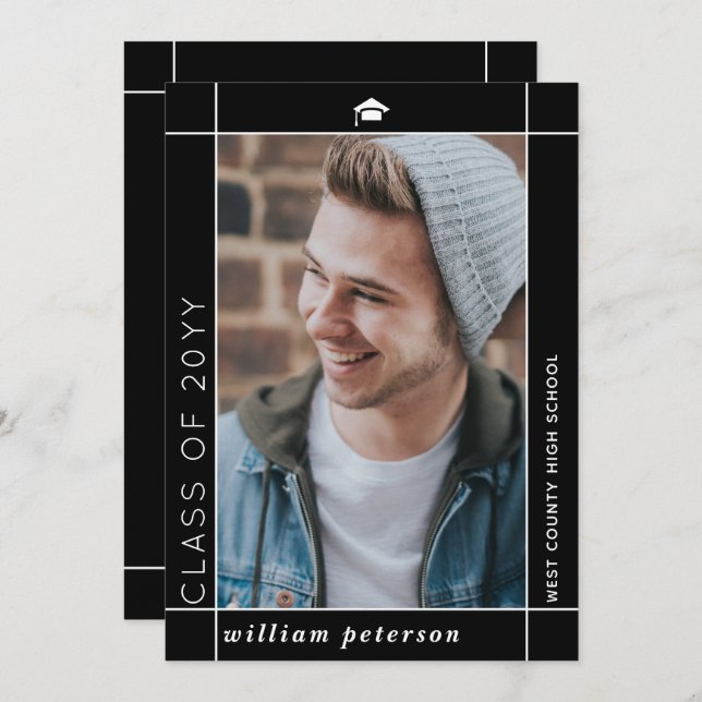 Anuncio Foto de graduación de la clase negra moderna de 20 (Anverso / Reverso)