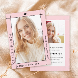 Anuncio Foto de graduación de la clase rosa rubia moderna