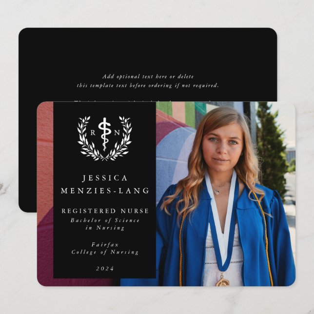 Anuncio Foto de graduación de la enfermera Asclepius regis (Anverso / Reverso)