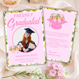Anuncio Foto de graduación de limonada rosa recién graduad