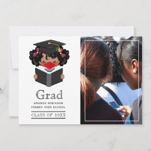 Anuncio Foto de graduación de niña afroamericana con Covid