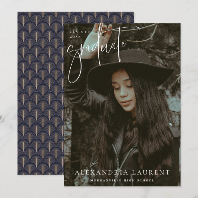 Anuncio Foto de graduación de retrato con guiones blancos (Anverso / Reverso)