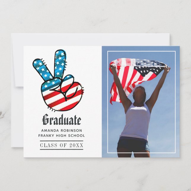 Anuncio Foto de graduación de signo de paz de EE.UU. (Anverso)