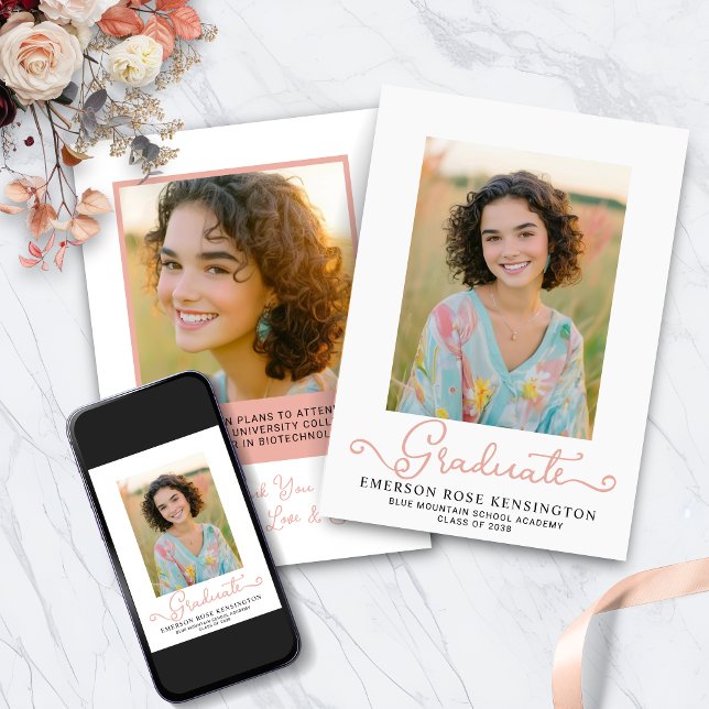 Anuncio Foto de graduación de tipografía de bruja (Girly Typography Hand Drawn Graduation Photo Announcement with Digital Download)