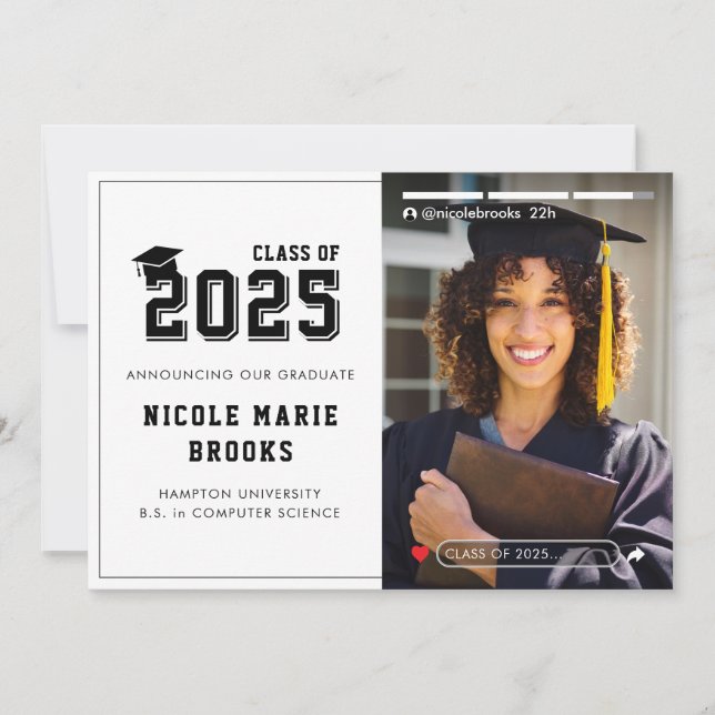 Anuncio Foto de graduación en blanco de historia de medios (Anverso)