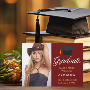 Anuncio Foto de graduación en oro granate Graduado 2026