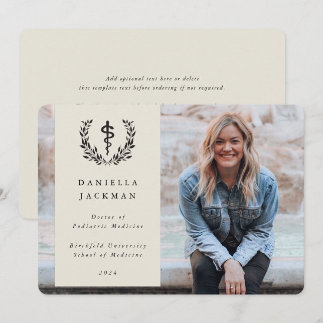 Anuncio Foto De Graduación Médica De Asclepio De Ostras (Anverso / Reverso)