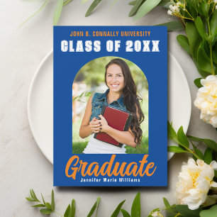 Anuncio Foto de graduación moderna y audaz de naranja azul