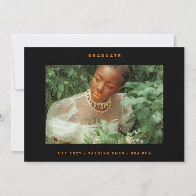 Anuncio Foto de graduación negra de Naranja minimalista (Anverso)