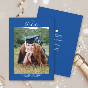 Anuncio Foto de graduación simple azul real de la promoció