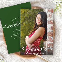 Anuncio Foto de graduación verde con caligrafía moderna y 