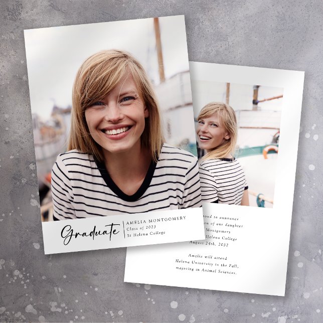 Anuncio Foto de graduado con guión moderno (Subido por el creador)