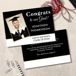 Anuncio Foto de graduado congrats blanco negro graduación