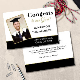 Anuncio Foto de graduado Congrats negro y blanco Graduació