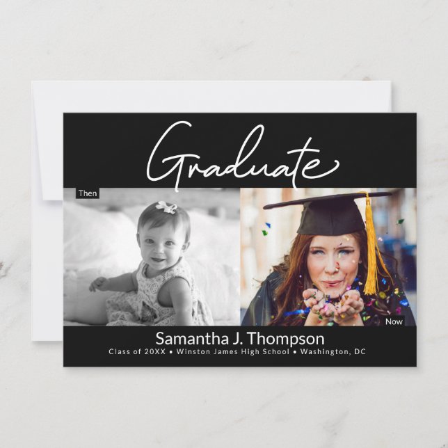 Anuncio Foto de graduado de escuela secundaria Entonces y  (Anverso)