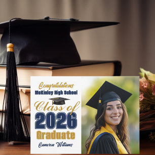 Anuncio Foto de graduado de la promoción de 2026 en azul m