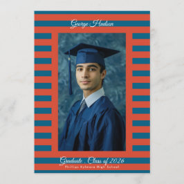 Anuncio Foto de graduado de secundaria preppy roja y azul
