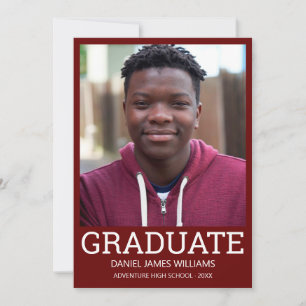 Anuncio Foto de graduado Minimalista Marco rojo guión blan