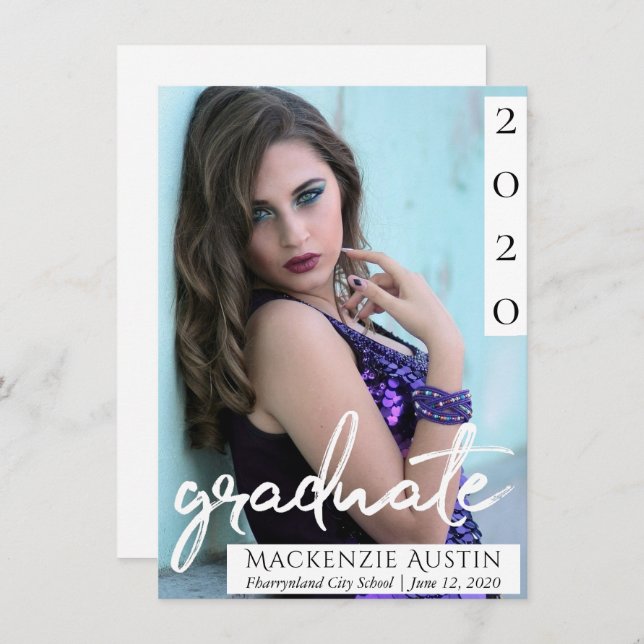 Anuncio Foto de graduado | Moda Script Simple Keepsake (Anverso / Reverso)