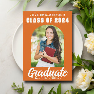 Anuncio Foto de graduado moderna y audaz naranja y blanca 
