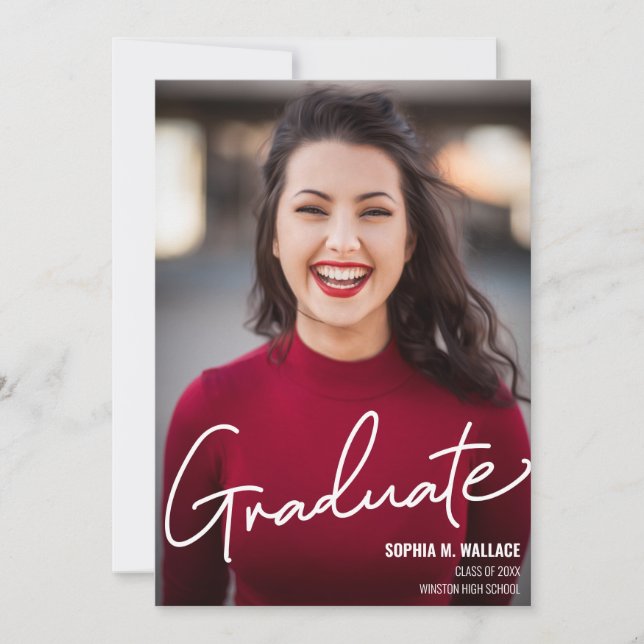 Anuncio Foto de graduado personalizada con letra moderna (Anverso)