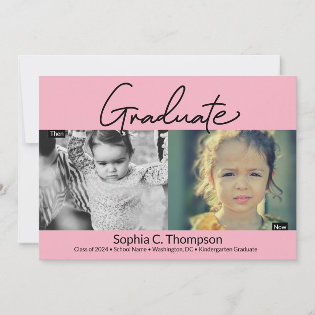 Anuncio Foto de graduados de jardín de infancia rosa de ve (Anverso)
