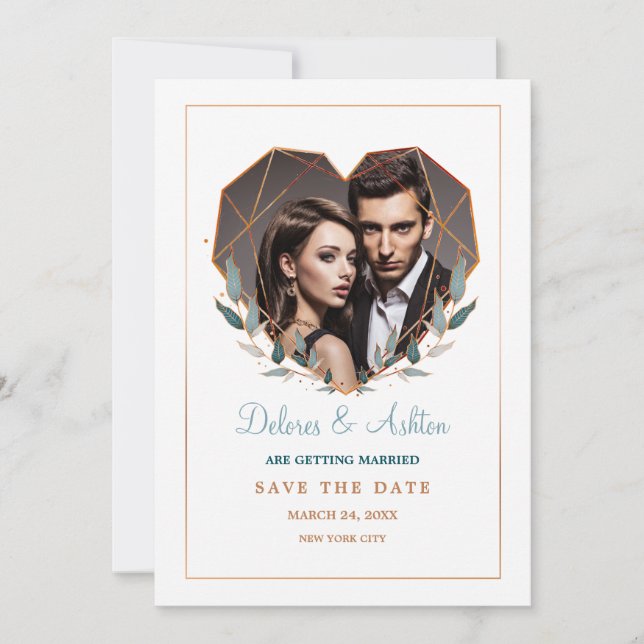 Anuncio Foto de Heart Shaped Save the Date Anunciation (Anverso)