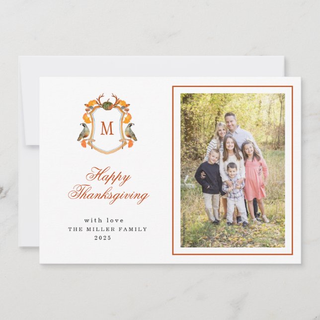 Anuncio Foto de la familia Monogramada Acción de Gracias (Anverso)