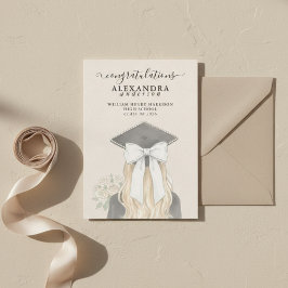 Anuncio Foto de lazo de graduación con caligrafía capricho
