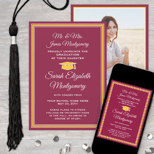 Anuncio Foto De Los Padres Maroon & Gold Graduación Formal