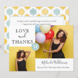 Anuncio Foto de Monograma Amarillo y Mint Gracias Graduaci
