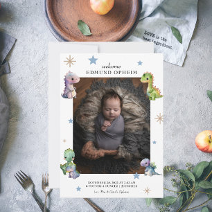 Anuncio Foto de nacimiento de niño bebé dinosaurio