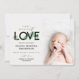 Anuncio Foto de nacimiento del bebé de la vegetación tropi