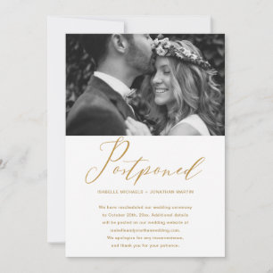 Anuncio Foto de nueva fecha de postergación de boda de oro