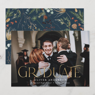 Anuncio Foto de oro graduado acuarela floral botánica y