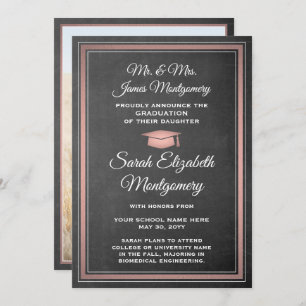 Anuncio Foto de Padres Chalkboard y Graduación Rosa