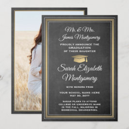 Anuncio Foto de Padres Chalkboard y graduados de oro