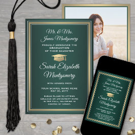 Anuncio Foto de Padres Graduados de Oro Verde y Blanco