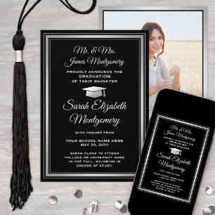 Anuncio Foto de Padres Graduados en Blanco y Negro