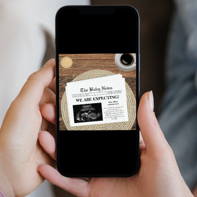 Anuncio Foto De Periódico Que Esperamos Estar Embarazada (we are expecting newspaper style photo pregnancy announcement card ultrasound sonogram)