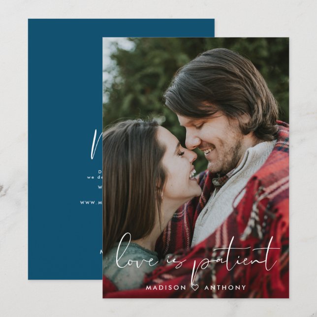 Anuncio Foto de postergación de Boda azul Verde azulado mi (Anverso / Reverso)