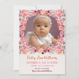 Anuncio Foto de recién nacida niña con floral acuarela boh
