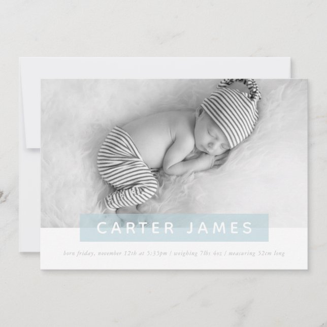 Anuncio FOTO DEL BEBÉ MODERNO simple de panel azul dulce (Anverso)