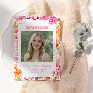 Anuncio Foto floral naranja rosa graduación 2026 estética