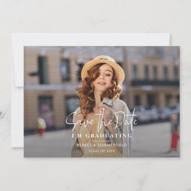 Anuncio Foto Grad Save the Date Graduation Party (Anverso)