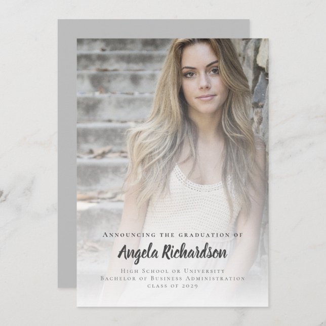 Anuncio Foto moderna de escritura de carbón vegetal de gra (Anverso / Reverso)