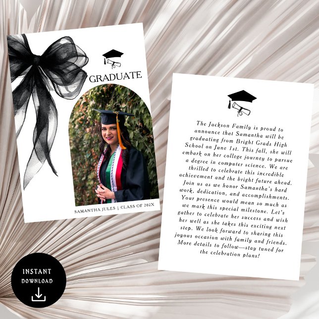 Anuncio Foto moderna de graduación de Black Bow (Subido por el creador)
