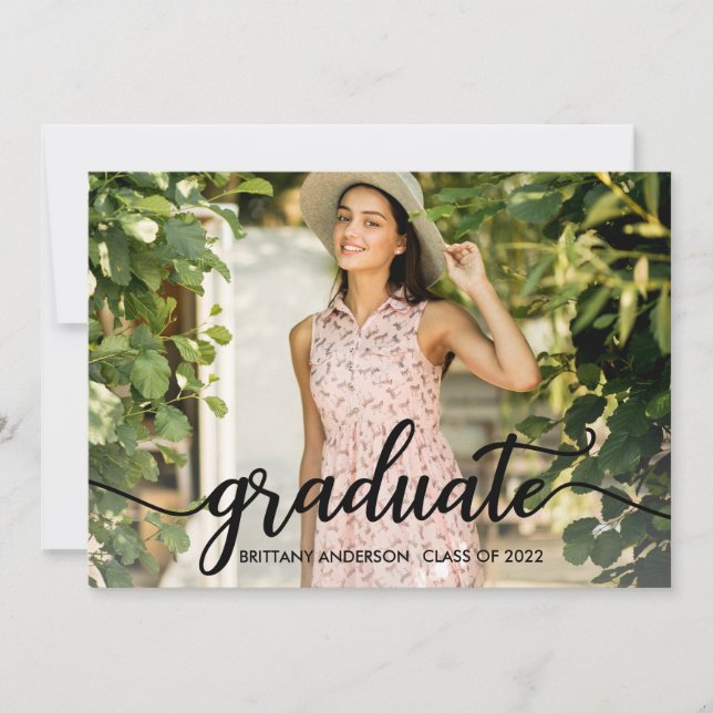 Anuncio Foto moderna de graduación de caligrafía de moda (Anverso)